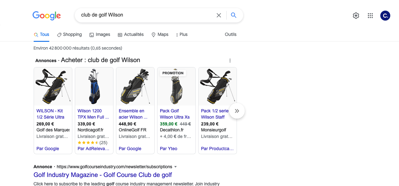 requete "club de golf Wilson"