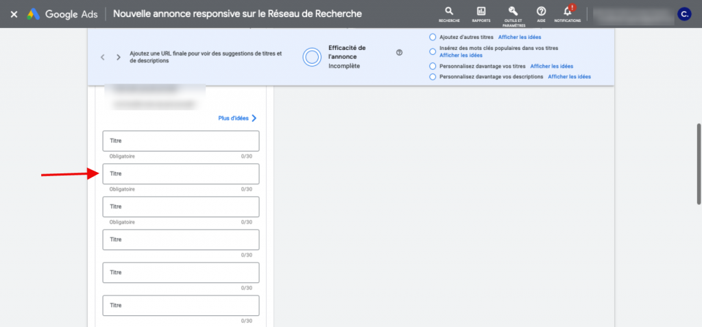 titre 2 - annonce responsive search ads