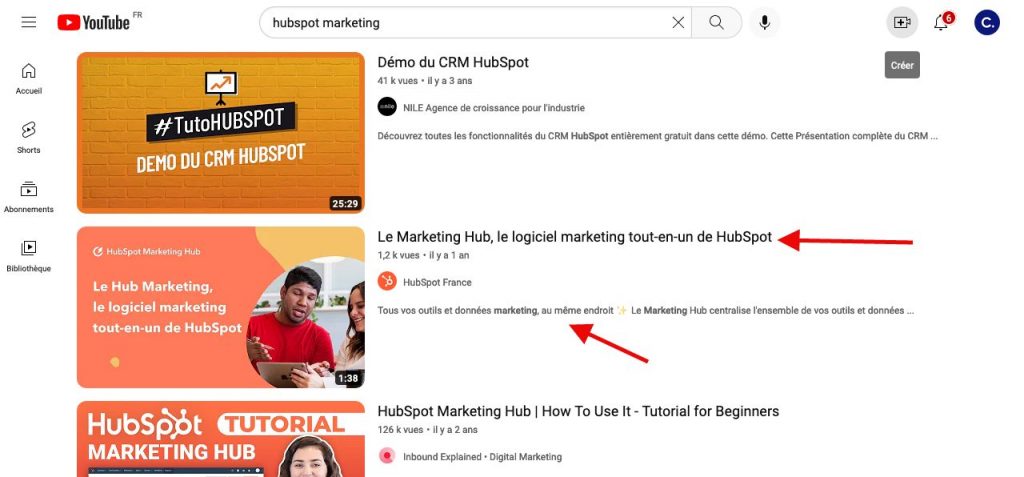 requete youtube "hubspot marketing"