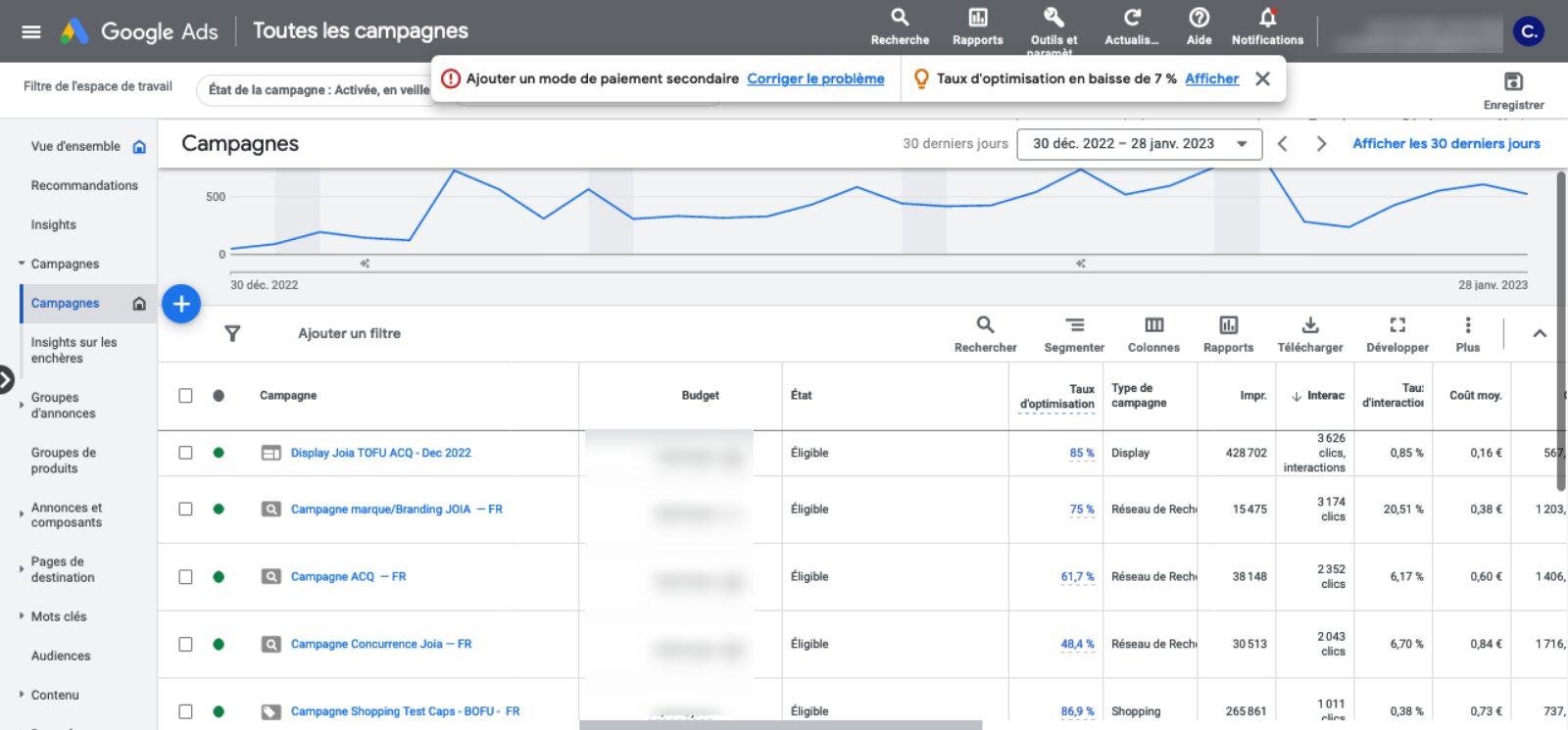 compte google ads joia paris